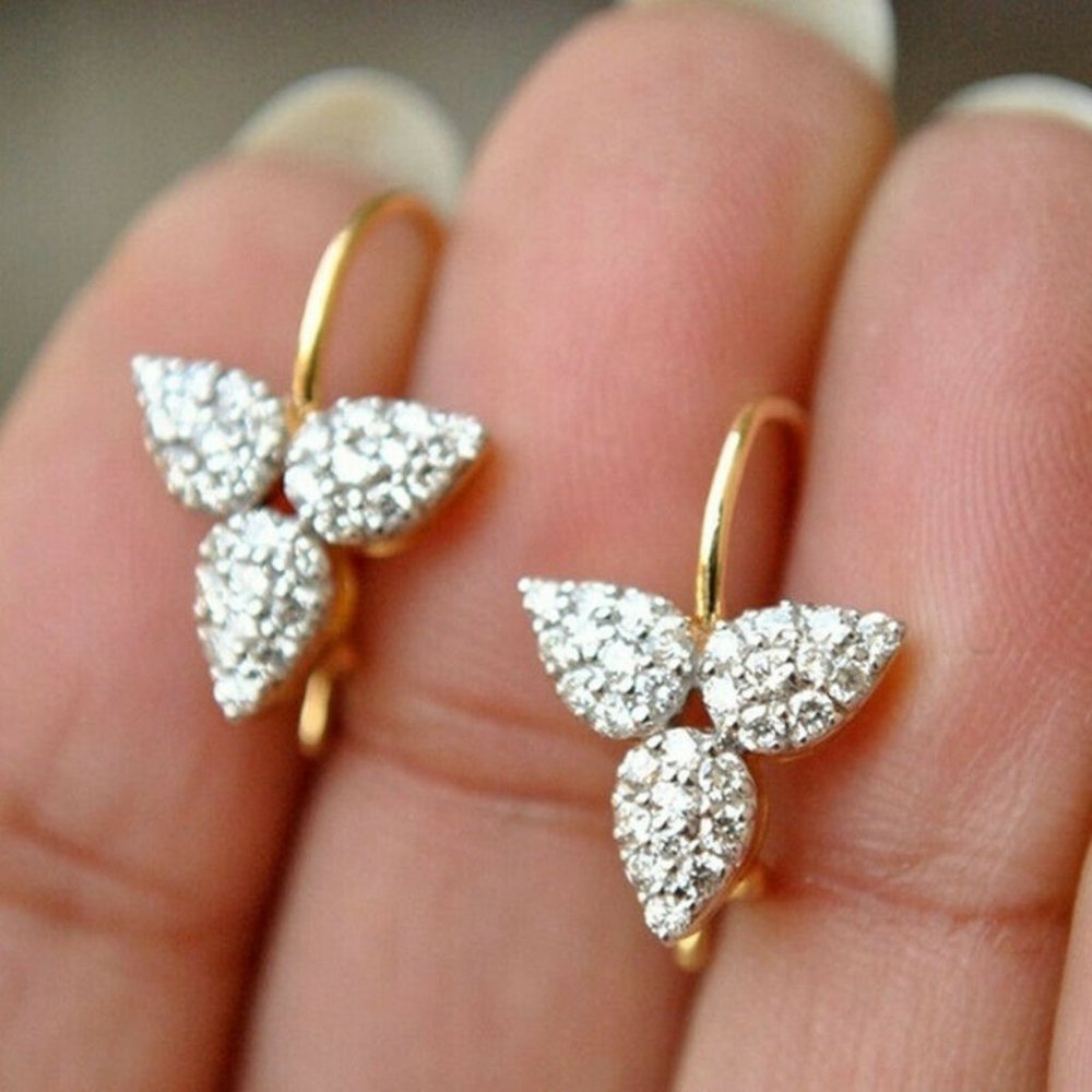*New 925 Silver Gold Drop Earrings